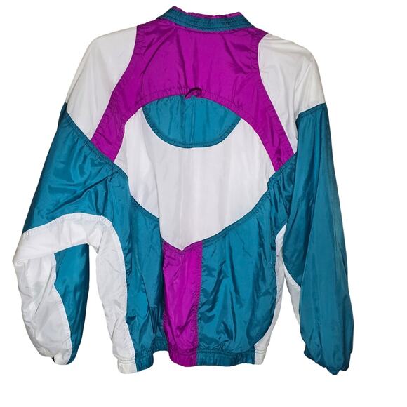Retro Nike Track Windbreaker White/Purple/Green Vintage Blk/Wht Tag Size Med 90s - Picture 5 of 11